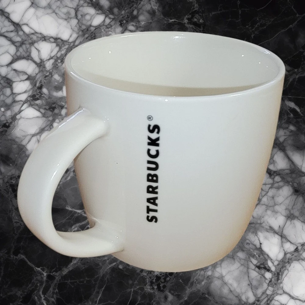 Starbucks Classic Black Mermaid Logo White Coffee Fat Mug 14oz Cup Tea